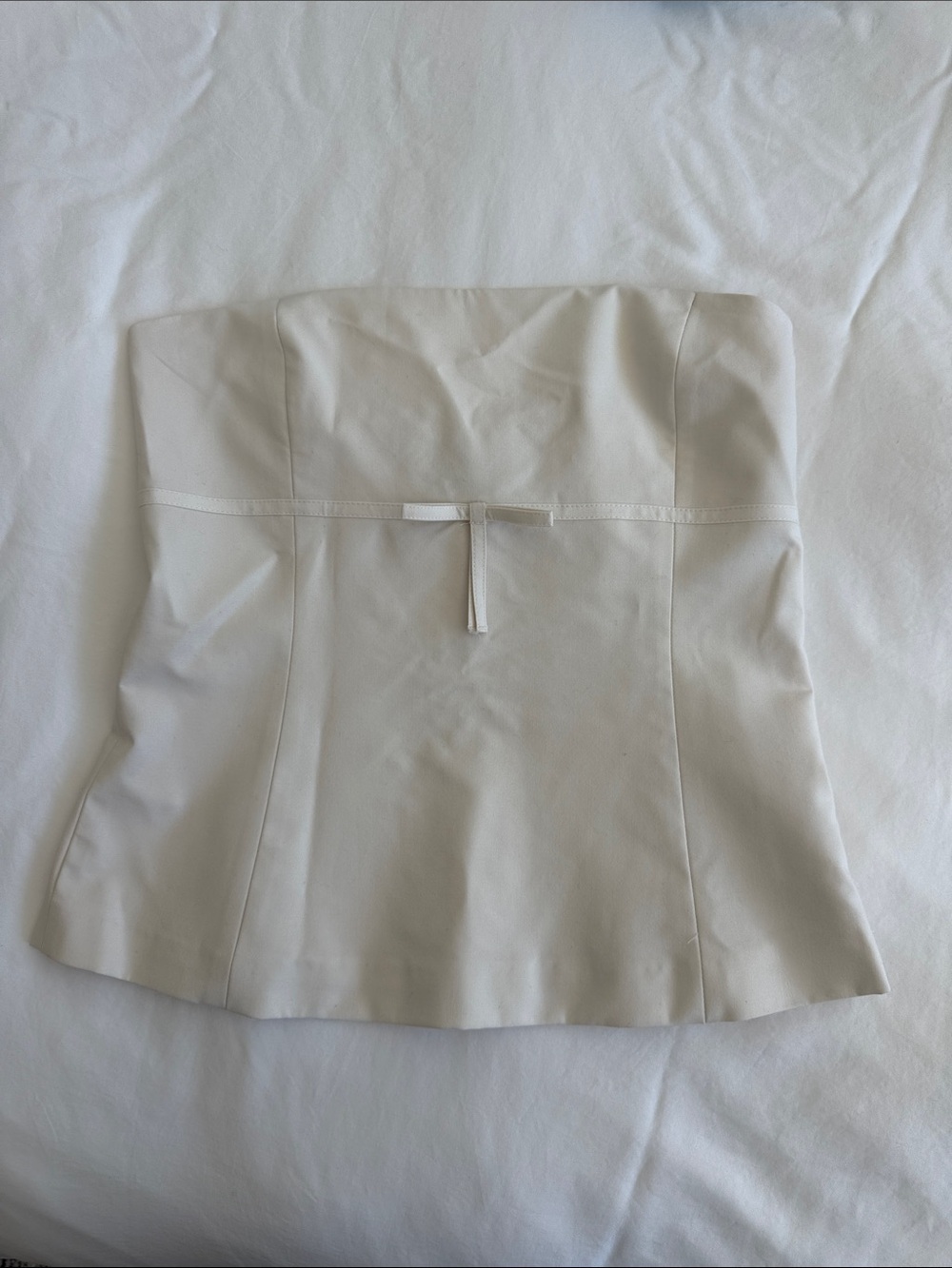 NWT Zara Strapless Ivory Peplum Top